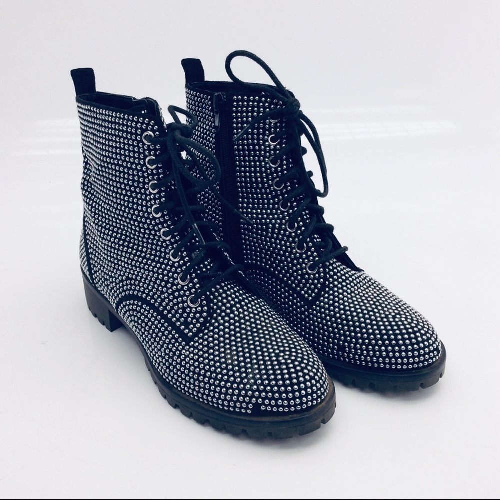 Nordstrom BP Remi Zip Studded Combat Boot Black